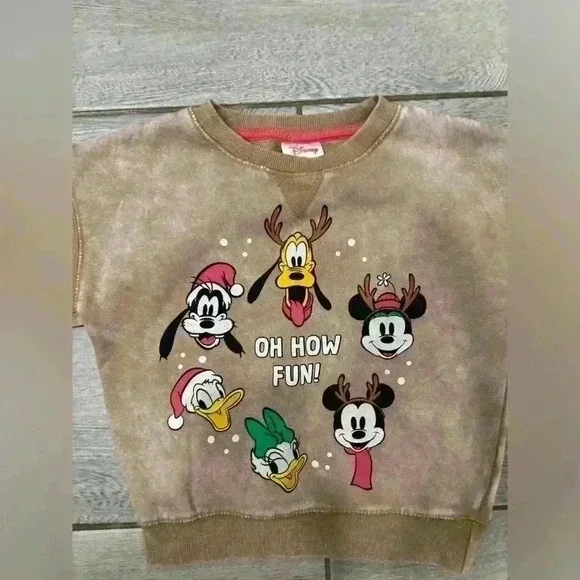 Disney Mickey Mouse and Friends Christmas Crewneck Sweatshirt Unisex Size 3T - Picture 4 of 6